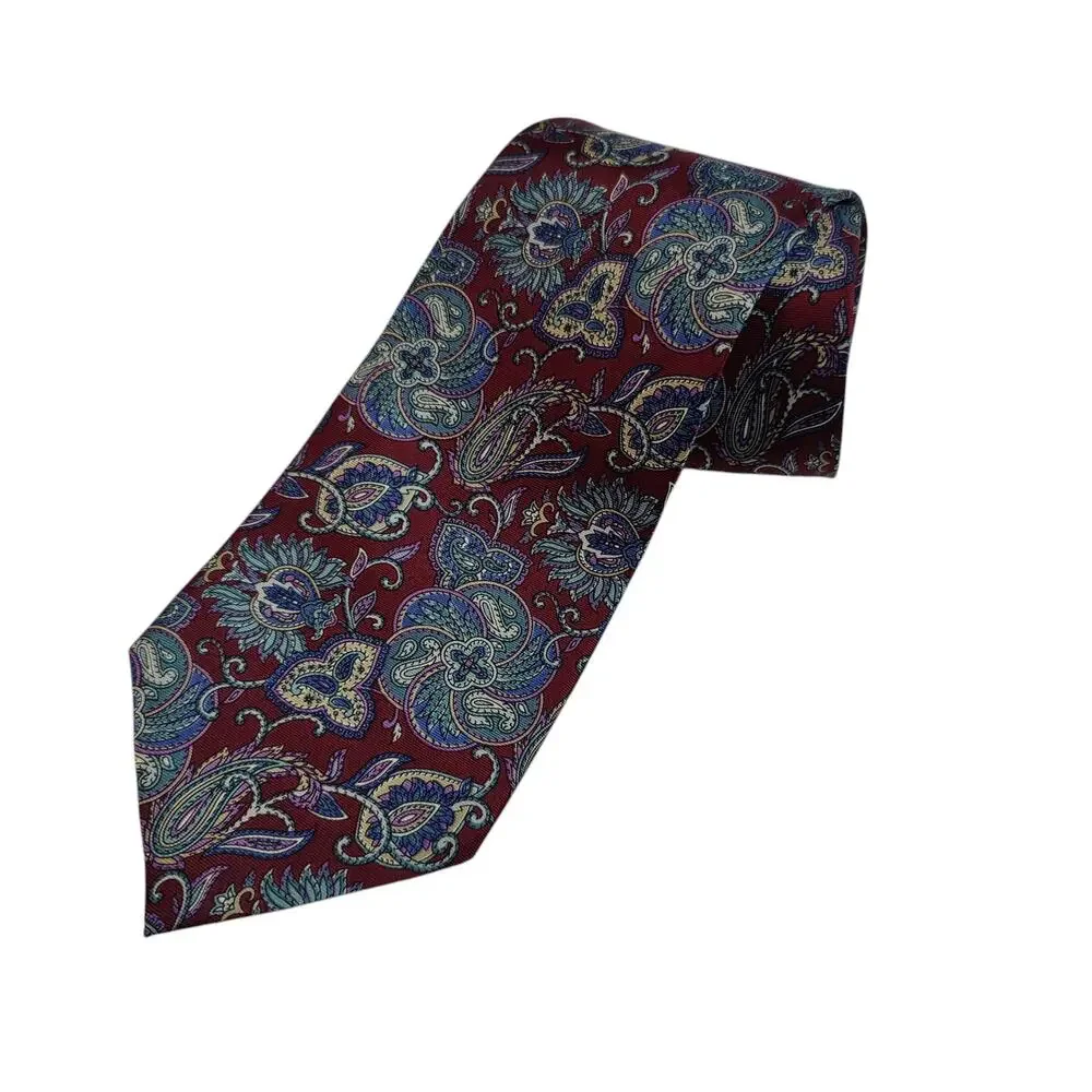 Set of 2 Vtg 80s 90s Christian Dior 100% Silk Ties USA Made Brown Purple Paisley